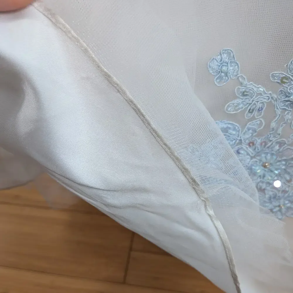 Vtg Jovani Prom Dress Maxi Gown 6 White Blue Y2K Fairy Princess Floral Wedding - Picture 13 of 16